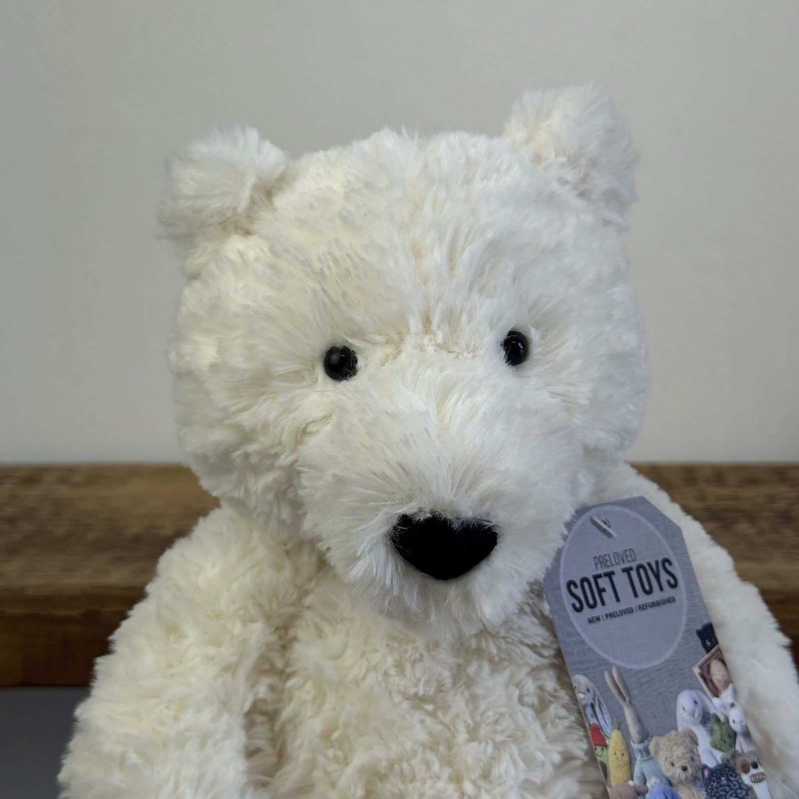 Jellycat  Edmund Cream Bear - White Medium Beanie Bear Retired Old Style 11"