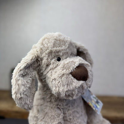 Jellycat Large Riley Fuddlewuddle Pup - Light Grey White Company Exclusive 12"