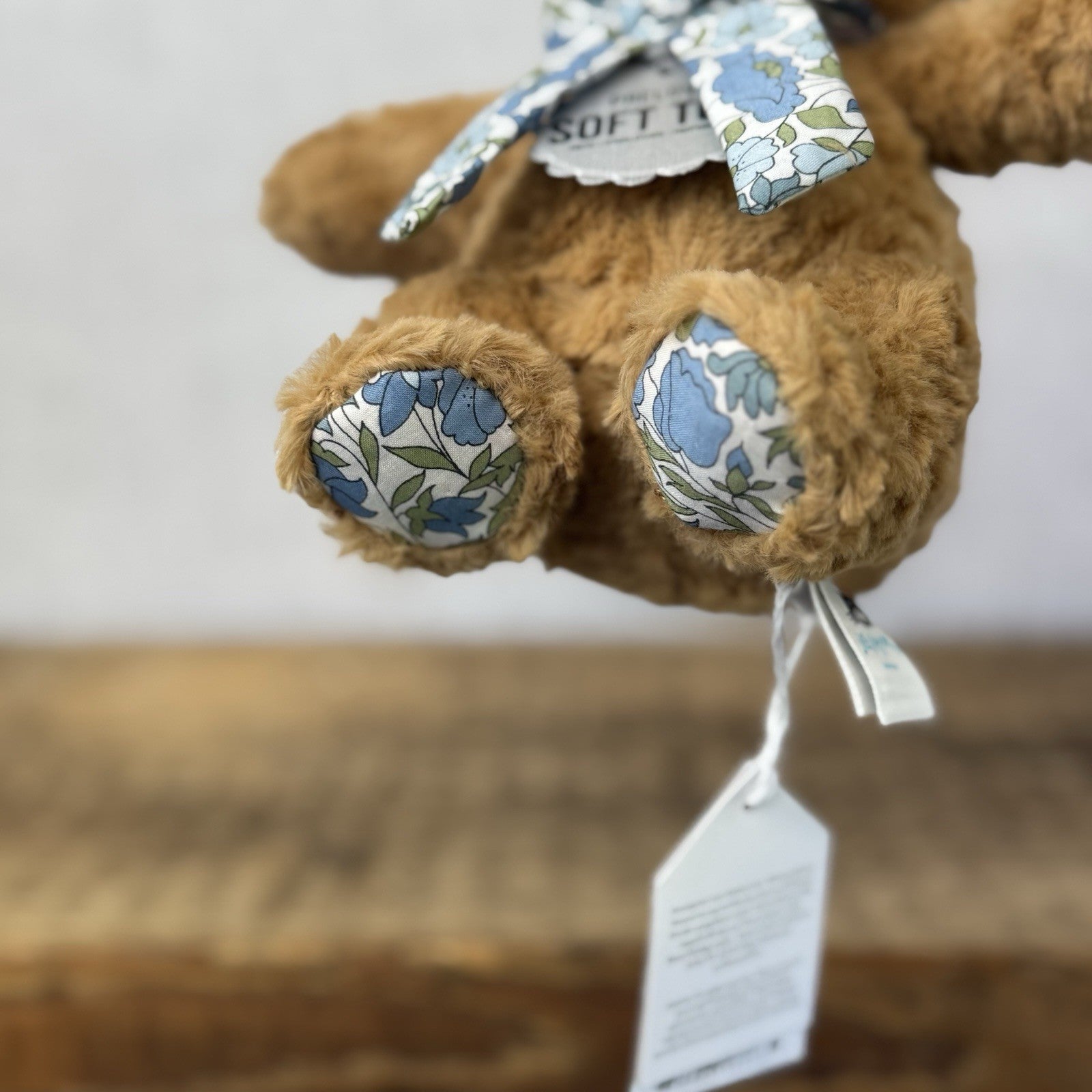 Custom/Bespoke Tiny Bartholemew Bear - Blue Flowers Made With Liberty Print 