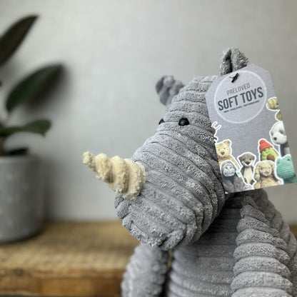 Jellycat Medium Cordy Roy Rhino - Large Grey Beanie Rhino Plush 14"