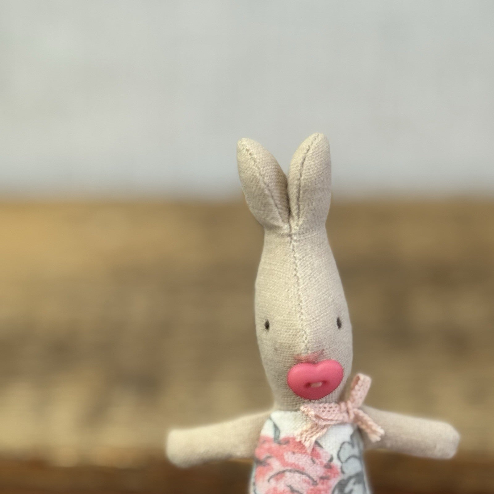 Maileg MY Baby Rabbit 2016 - Retired Baby Bunny With Button Dummy Miniature Pink