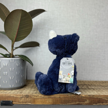 Jellycat Medium Navy Bashful Rhino - Medium Rhino Dark Blue Sitting Beanie Plush