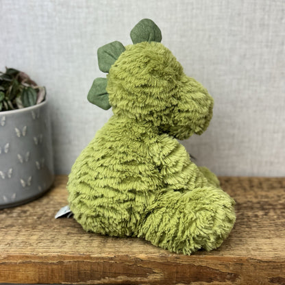 Jellycat Medium Fuddlewuddle Dinosaur - Green Sitting Textured Dinosaur Soft Toy