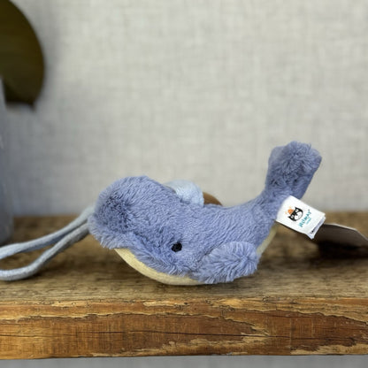Jellycat Wooden Wilbur Whale Teething Ring - Small Whale Rattle Teether Toy Baby