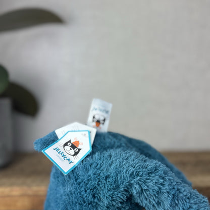 Jellycat Cushy Rhino Blue - Blue Textured Rhino Plush Beanie New With Tags 12"