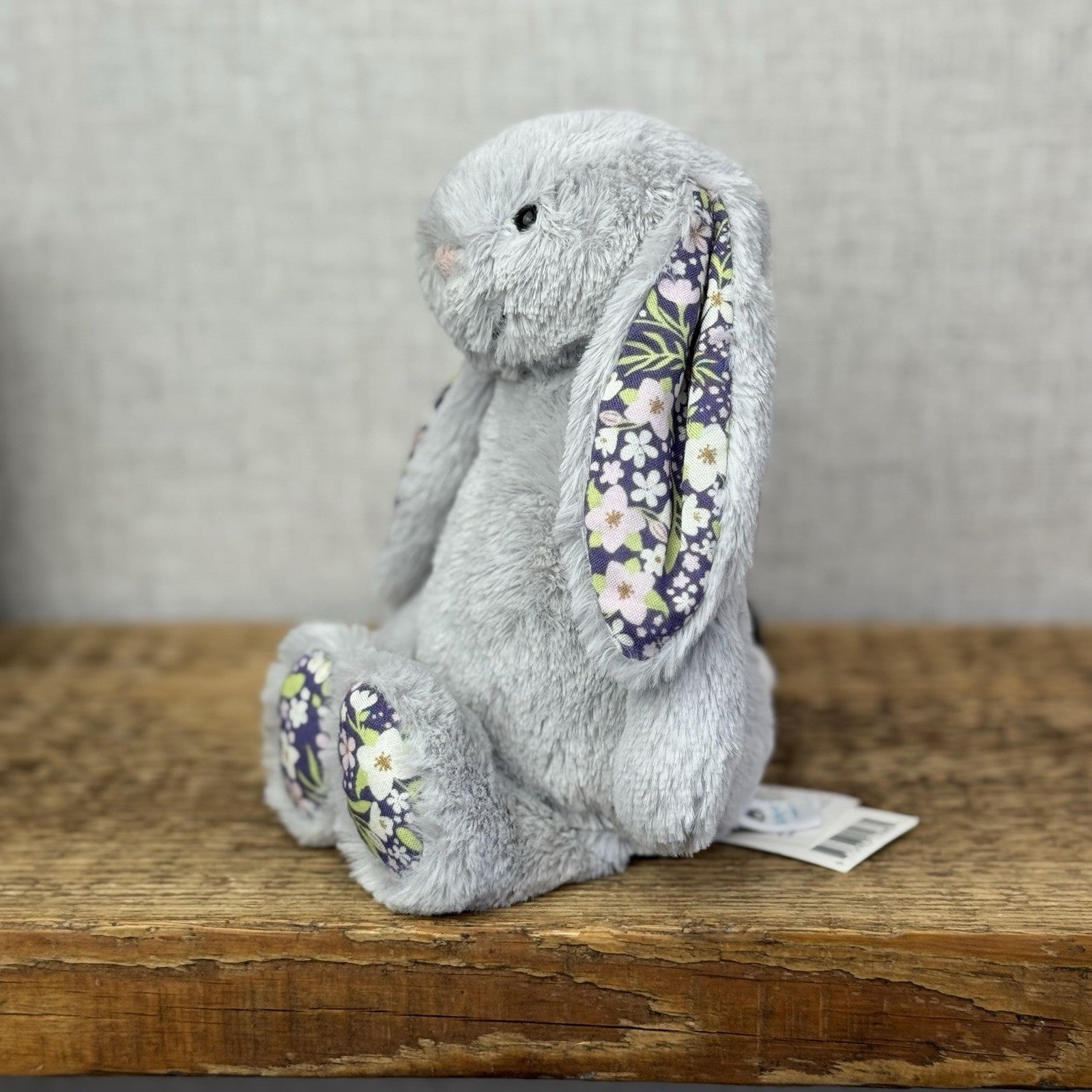 Jellycat Small Blossom Silver Bunny "Bloom" BNWT Purple Floral Ears Grey Bunny