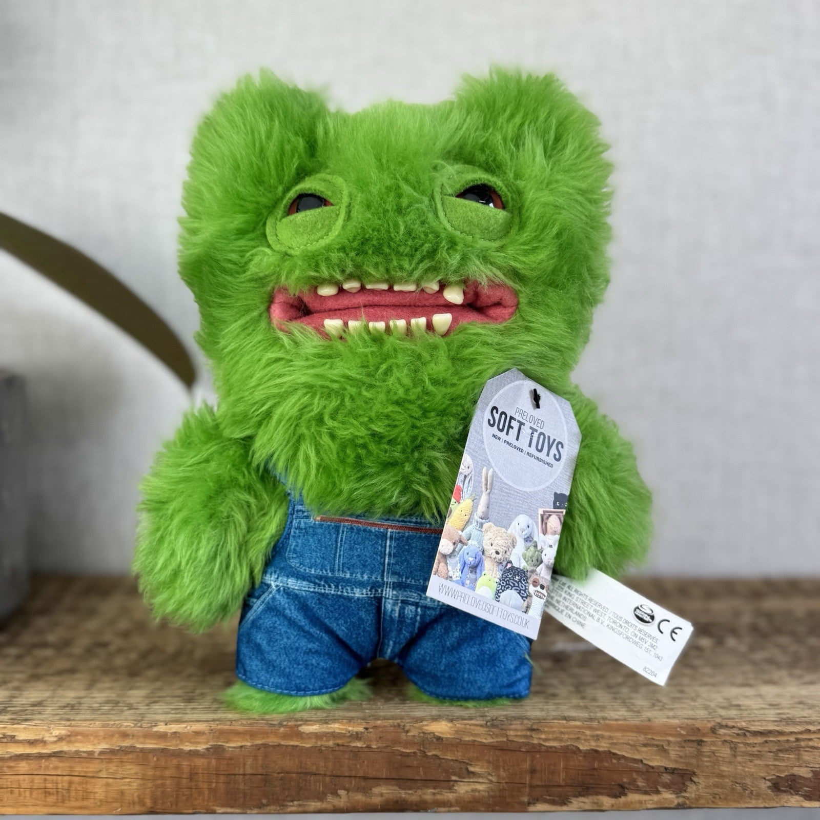 Fuggler Old Mcfuggler - Green Fluffy Funny Ugly Monster In Dungarees Retired
