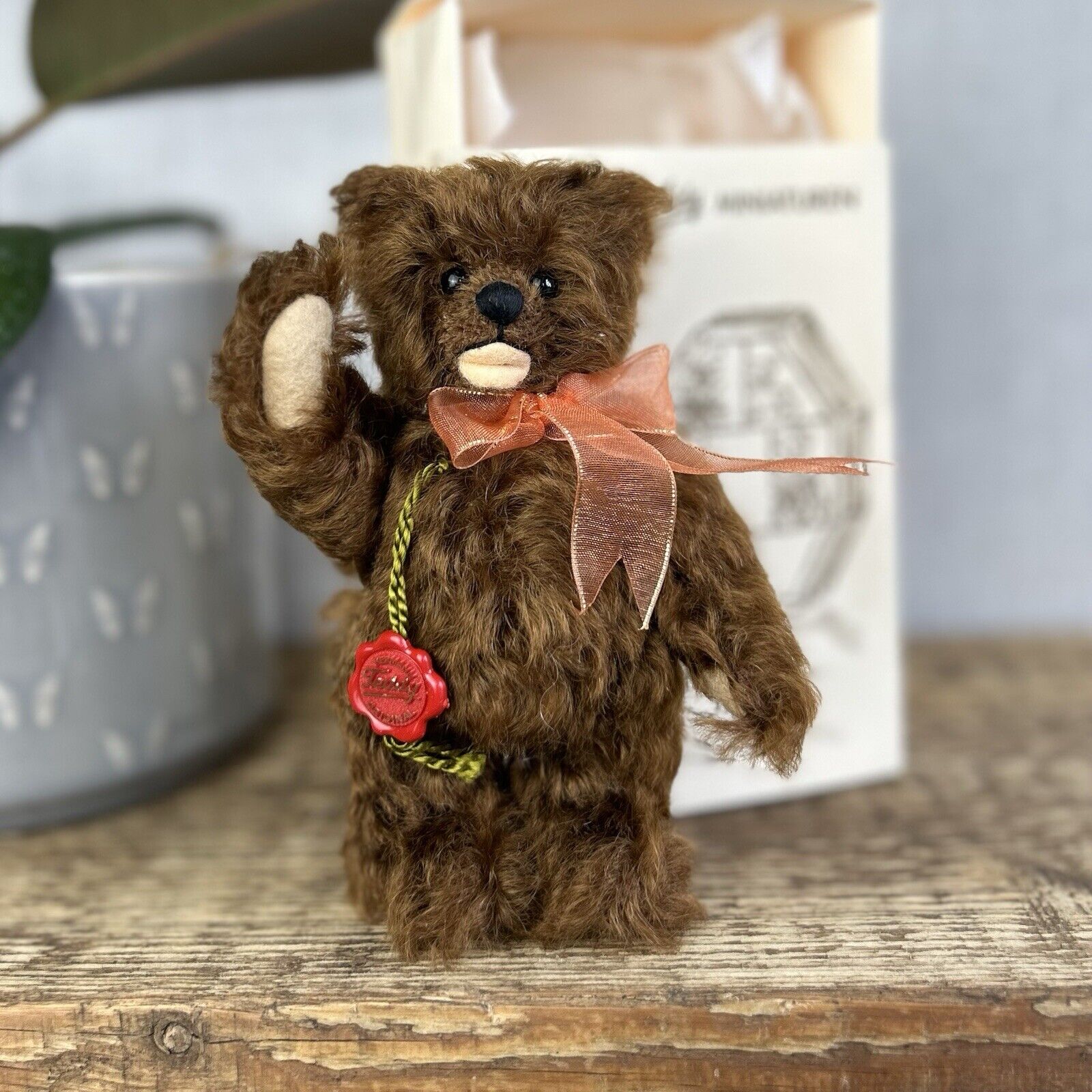 Teddy Hermann Original Miniature Bear With Box - 2000 Bear With Bow 6”