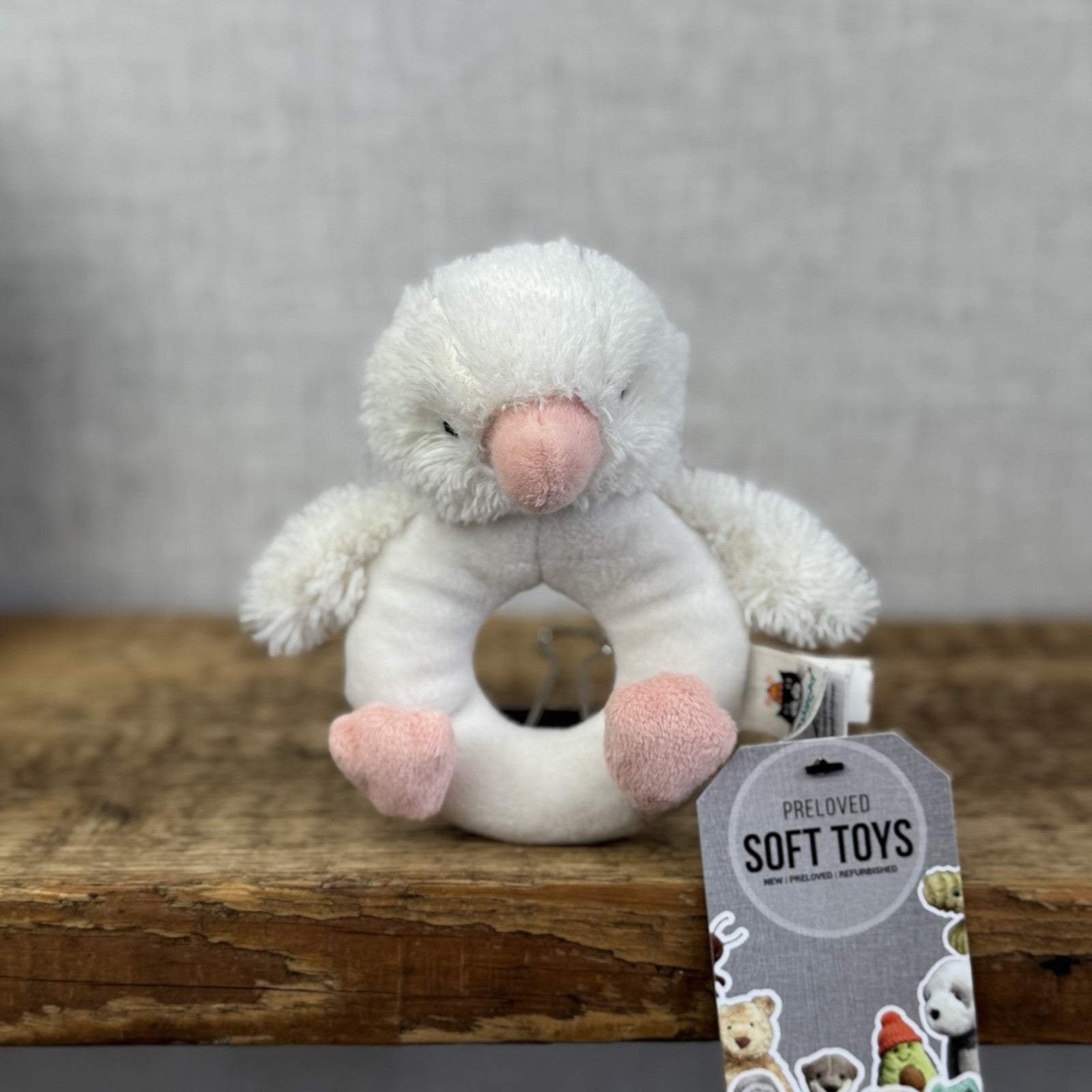 Jellycat Baby Clucky Ducky Grabber - Pale Yellow Bird Sensory Rattle Toy Ring