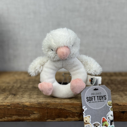 Jellycat Baby Clucky Ducky Grabber - Pale Yellow Bird Sensory Rattle Toy Ring