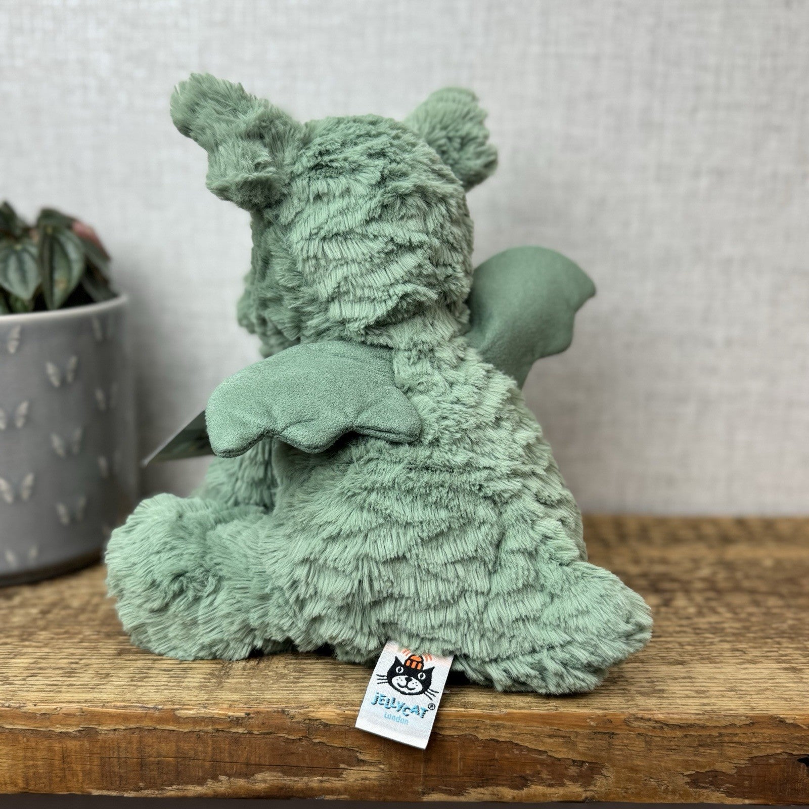 Jellycat Fuddlewuddle Dragon - Green/sage Dragon Textured Beanie Soft Toy 9"