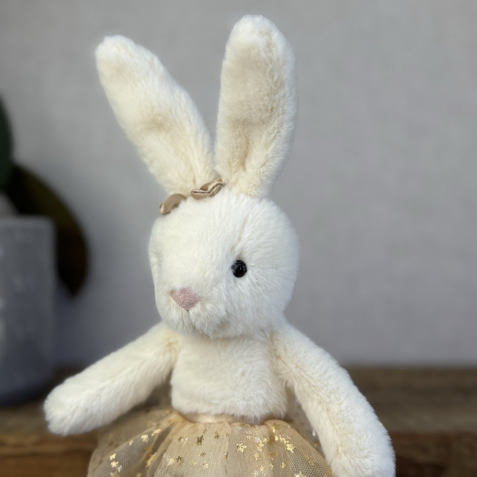 Jellycat Glistening Belle Cream Bunny Ballet Gold Tutu Ballerina - Retired 10”
