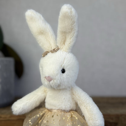 Jellycat Glistening Belle Cream Bunny Ballet Gold Tutu Ballerina - Retired 10”