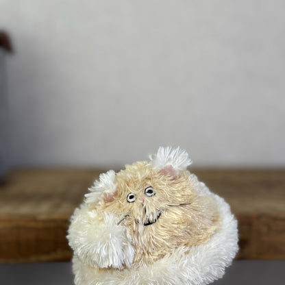 Jellycat Furry Curlikitty Natural/Beige - Tiny Cat Fluffy Vintage Beanie 4”