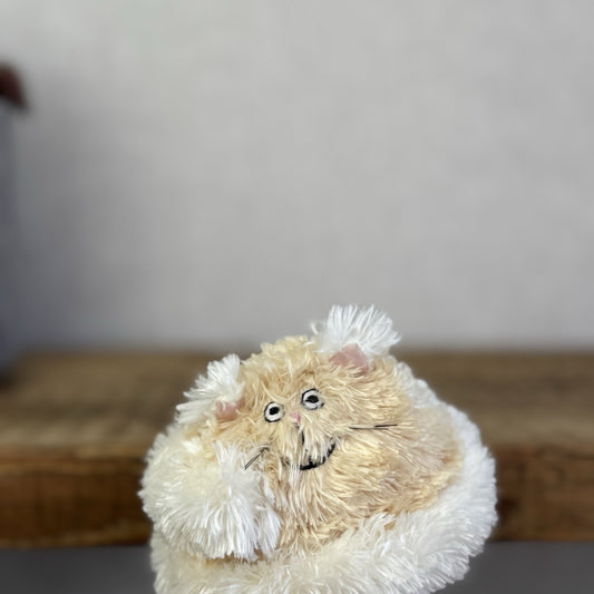 Jellycat Furry Curlikitty Natural/Beige - Tiny Cat Fluffy Vintage Beanie 4”