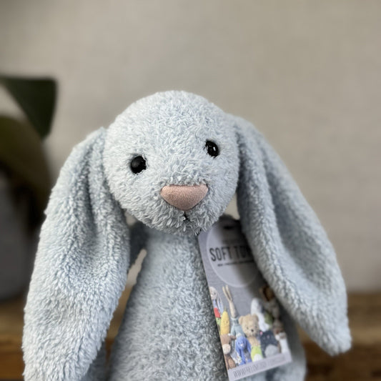 Jellycat Blue Bashful Bunny Chime - Baby Blue Texture Rattle Retired JellyKitten