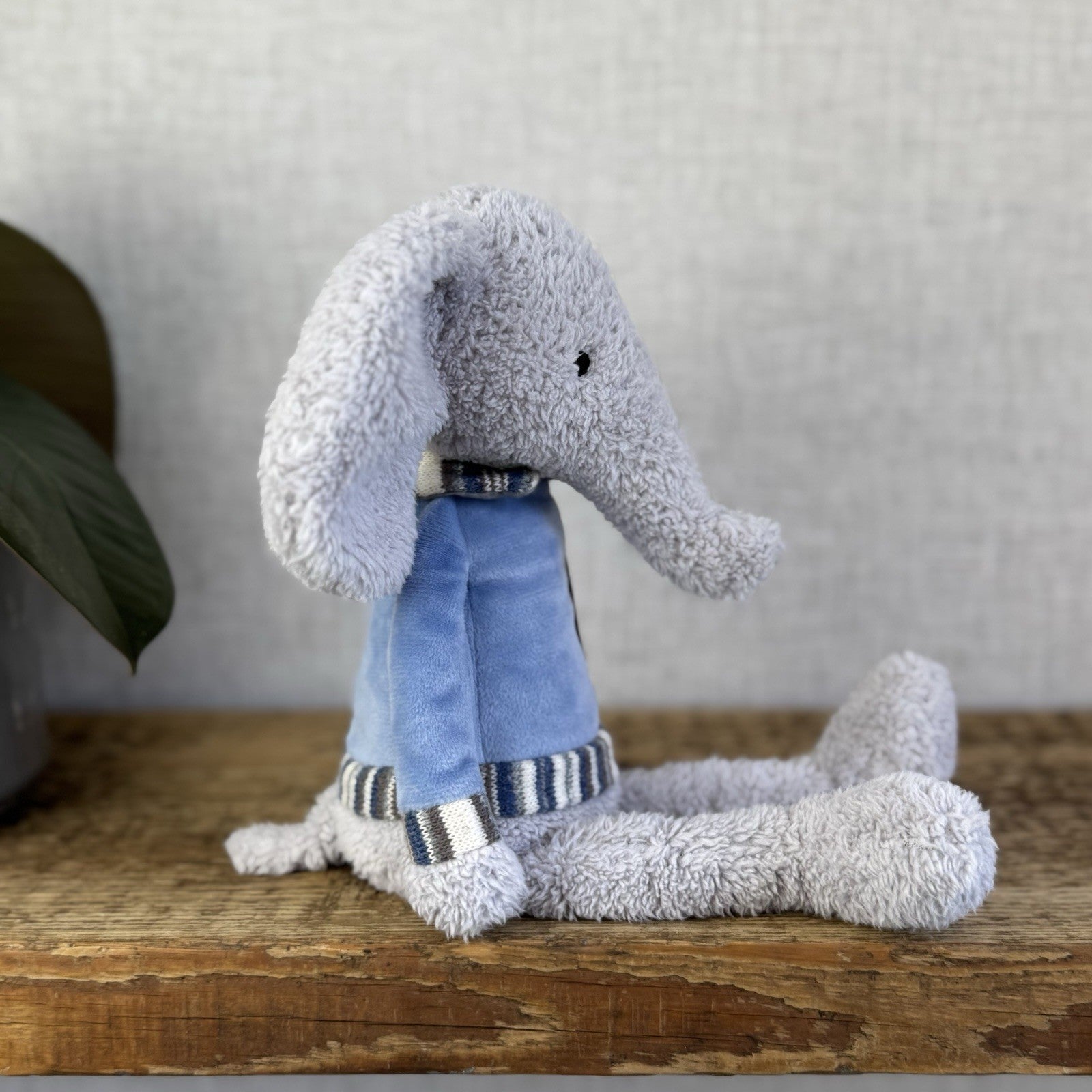 Jellycat Lingley Elephant - Texture Grey Elephant Blue Jumper Retired Beanie 11”