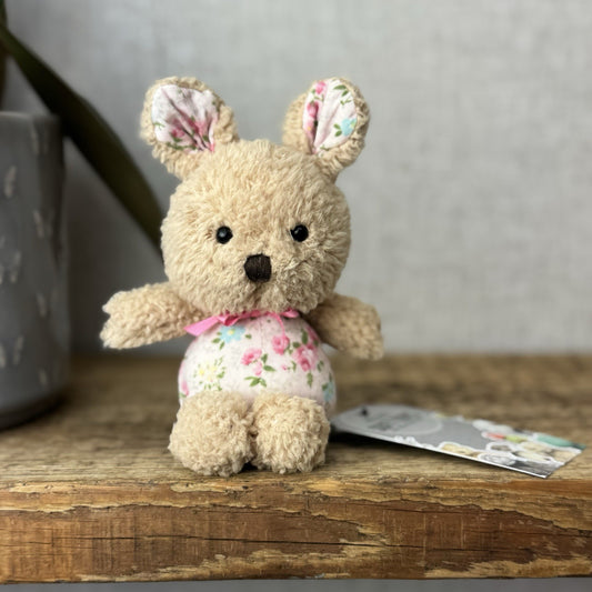 Jellycat Tiny Bonita Bunny Rabbit - Tiny Rabbit Floral Tummy & Bow Vintage 5”