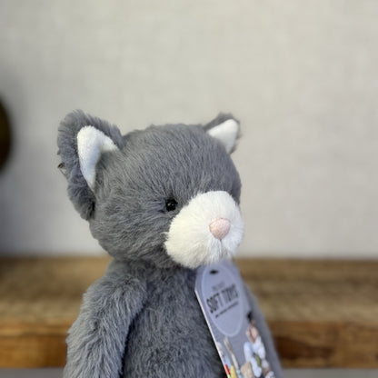 Jellycat Sweetie Kitten - Small Fluffy Light Grey Beanie Kitten White Face (#2)