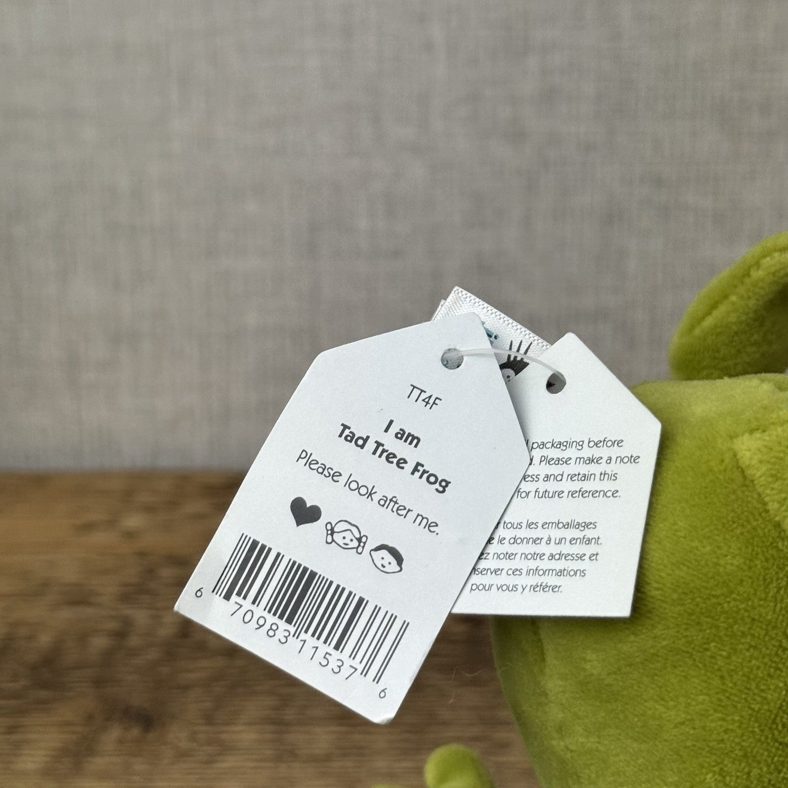 Jellycat Tad Tree Frog - Retired Velour Big Red Eye Beanie Mini Size With Tag 6”