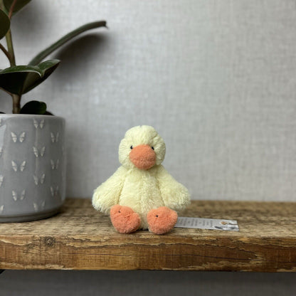 Jellycat Tiny Bashful Duckling - Tiny Yellow & Orange Duck Beanie Retired 5”