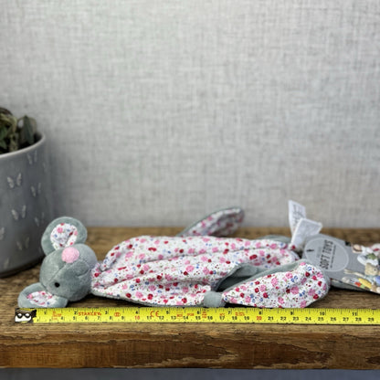 JoJo Maman Bebe Grey Mouse Comforter - Pink/Grey Mouse Comfort Tag Blanket NWOT 