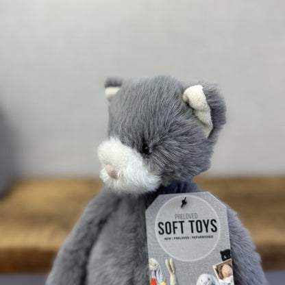 Jellycat Sweetie Kitten - Small Fluffy Light Grey Beanie Kitten (repaired)