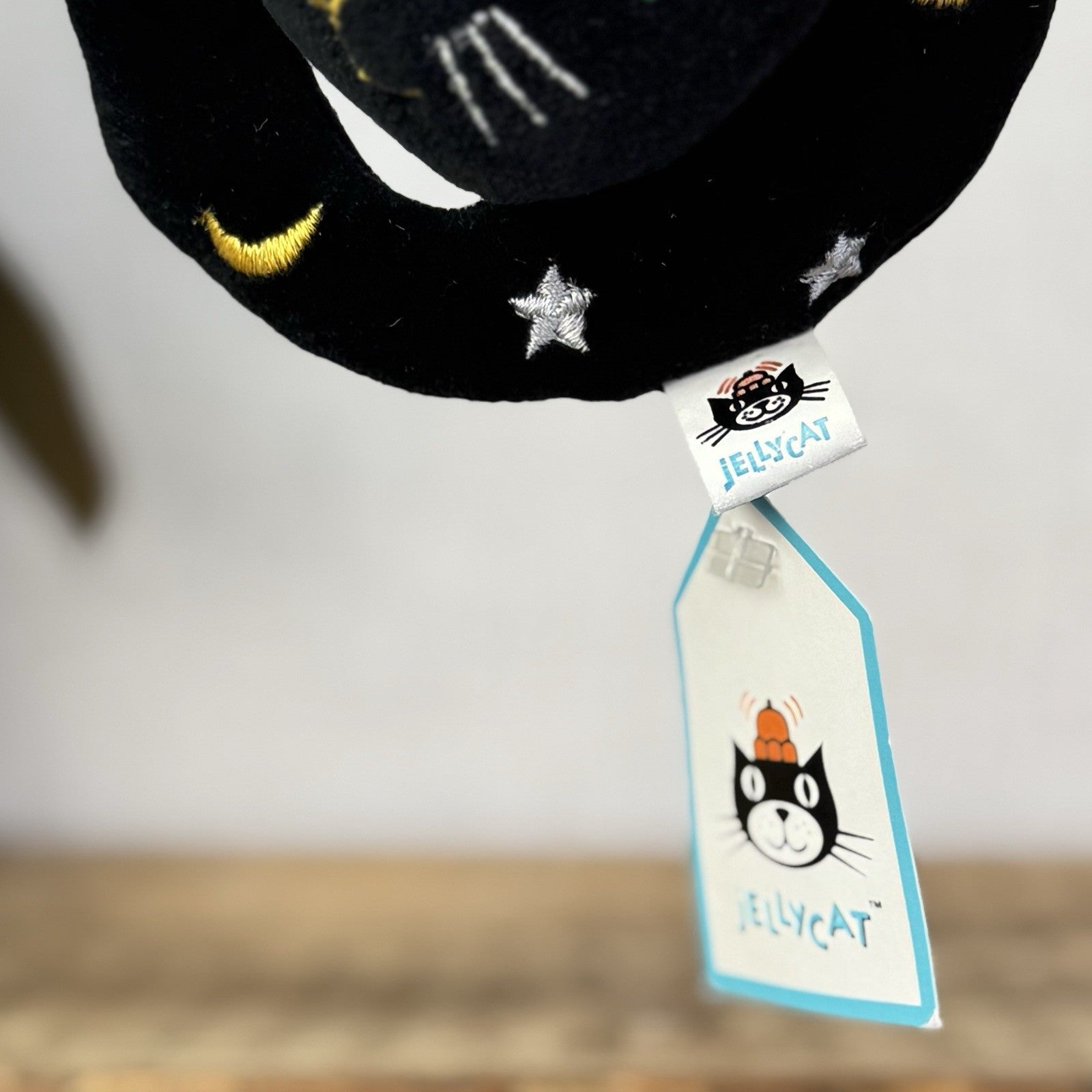 Jellycat Nightcap Nap - Retired 1998 Black Cat Stars/moons Vintage With Tags 4”