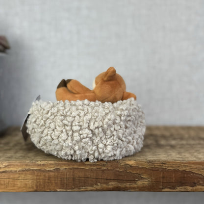 Jellycat Hibernating Fox - Tiny Fox In A Beanbag Nest Wildlife Plush Rare 5"