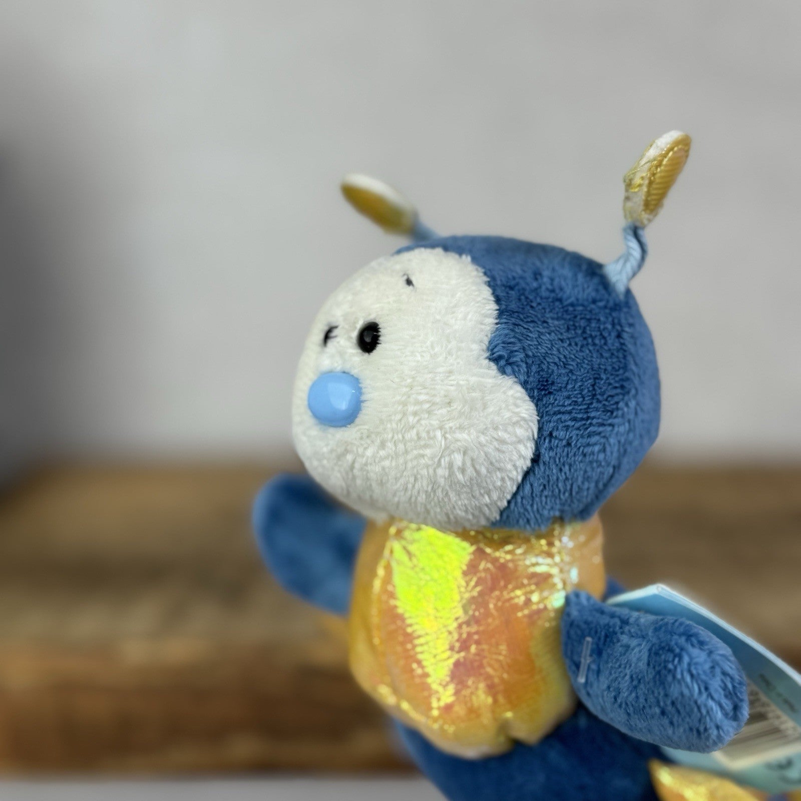 Blue Nose Friends Ramble #100 - Mini Blue/Yellow Striped Centipede Soft Toy 5"