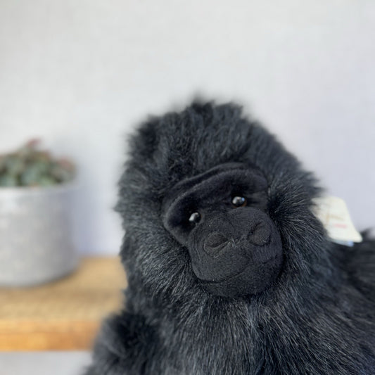 Aurora Miyoni Gorrila Large Black Fluffy Realistic Monkey Plush New Tags 14"