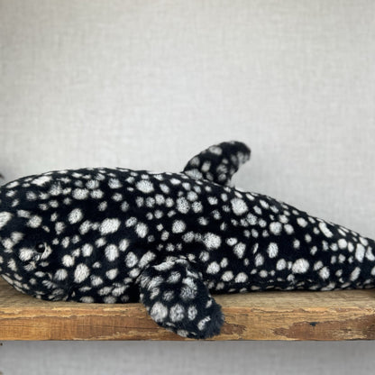 Jellycat Large Pebble Shark - Black/White Spot Large Beanie Shark 25"