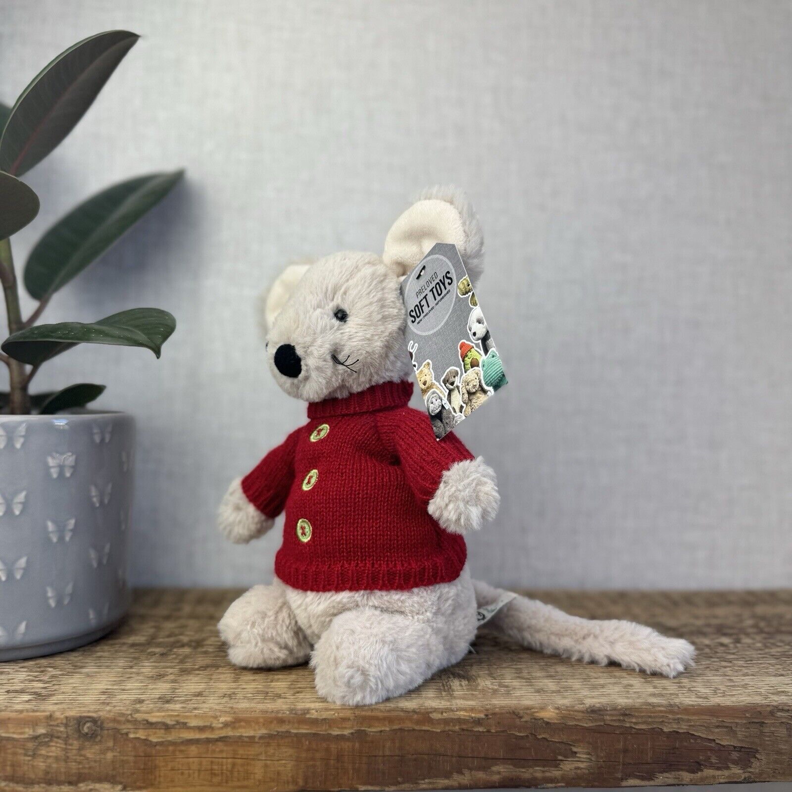 Jellycat Christmas Mouse In Jumper - John Lewis Collaborative Retired Mouse 8"