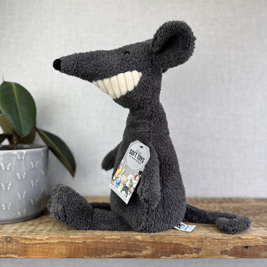 Jellycat Medium Toothy Rat - Large Black/Grey Rodent Smiling Rare Retired 16”