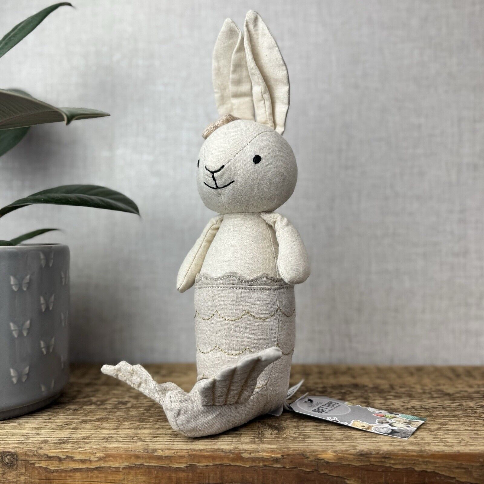 Jellycat Cream MerBunny - Mermaid Bunny Linen Beanie Plush Medium Soft Toy 12"