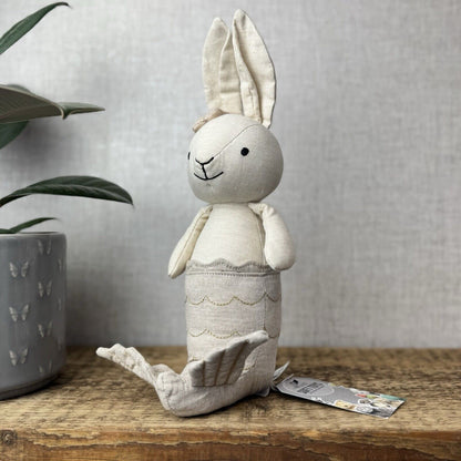Jellycat Cream MerBunny - Mermaid Bunny Linen Beanie Plush Medium Soft Toy 12"