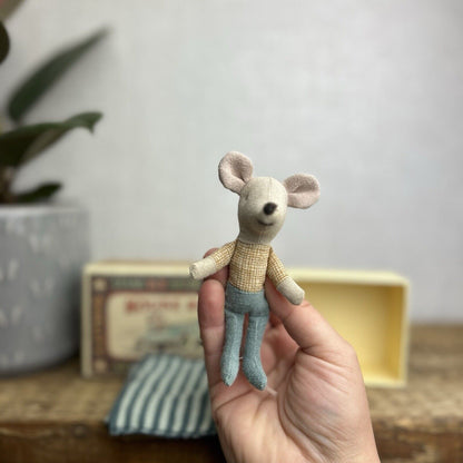 Maileg Little Brother Mouse In A Box - Yellow Body Mouse Little - Retired 2018