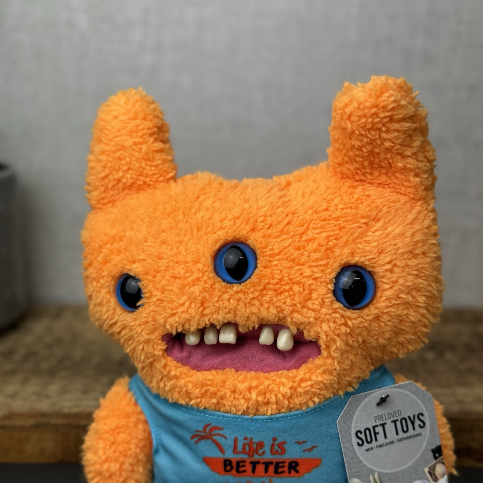 Fuggler Vacey Vibes Reek-O Orange Funny Ugly Monster Cute Fluffy Three Eyes