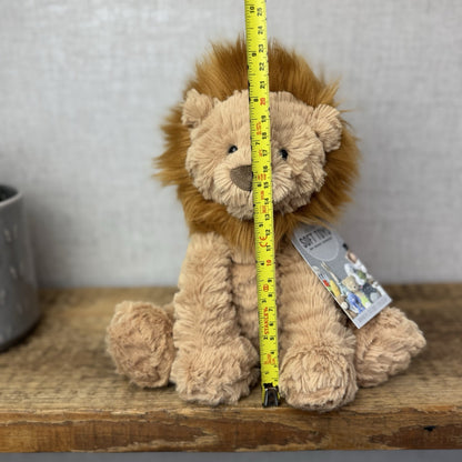 Jellycat Medium Fuddlewuddle Lion - Textured Sitting Lion Beanie Soft Toy 9”