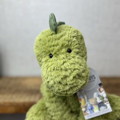 Jellycat Medium Fuddlewuddle Dinosaur - Green Sitting Textured Dinosaur Soft Toy