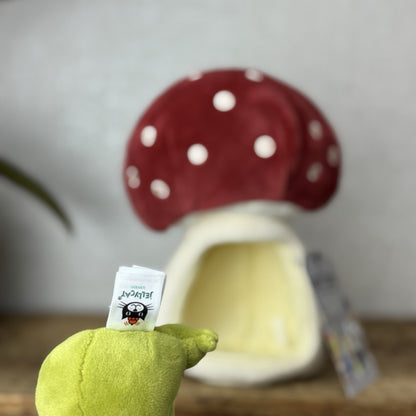 Jellycat Forest Fauna Mushroom Frog - Toadstool House Mini Frog Beanie Plush 8"