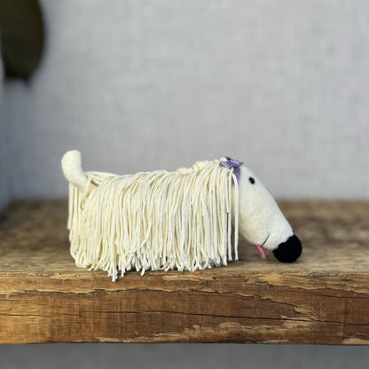 Jellycat Wonderful Woofer - Vintage Dog Puppy Fringe Dog Beanie Mini 4"