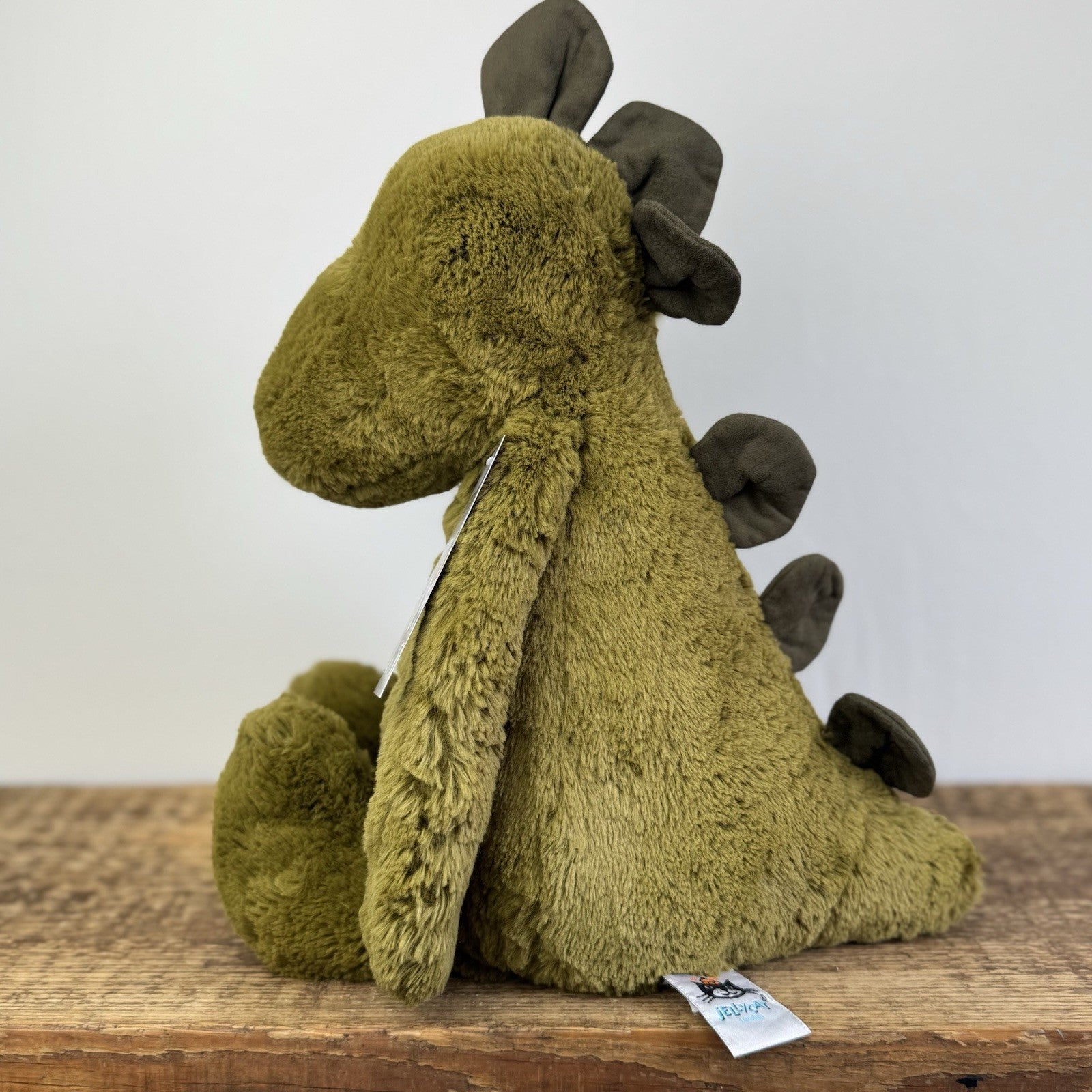 Jellycat Large Bashful Dinosaur - Large Olive Green Dinosaur Retired Rare 16"