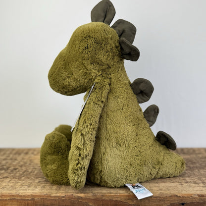 Jellycat Large Bashful Dinosaur - Large Olive Green Dinosaur Retired Rare 16"