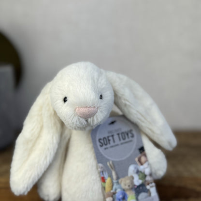 Jellycat Small Bashful Cream Bunny - Off White Rabbit Beanie Plush Toy 8”