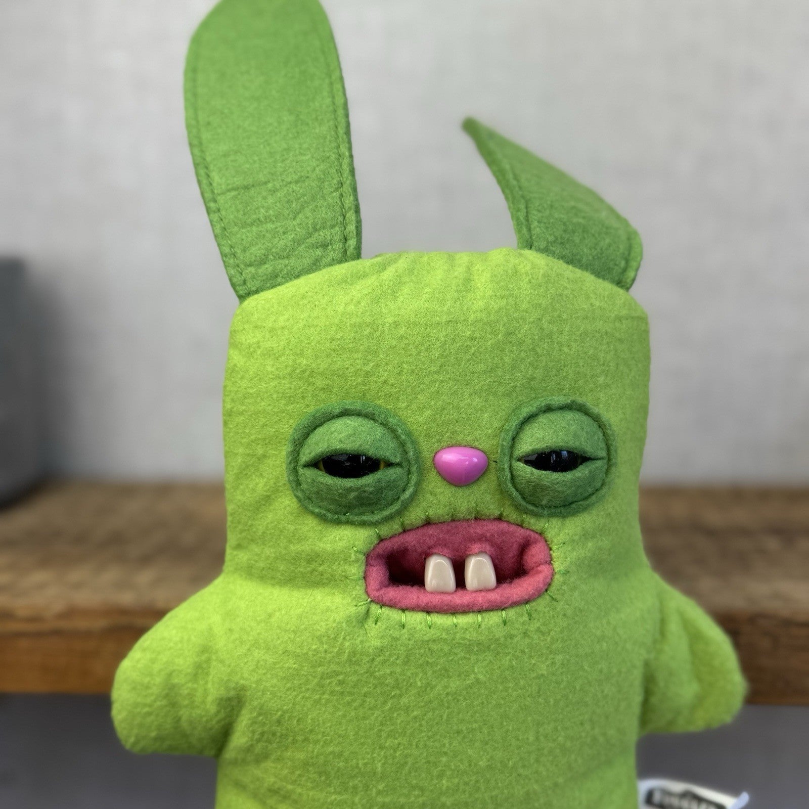 Fuggler Green Rabid Rabbit Fuggler Felt Bunny Rabit Cute Ugly Retired