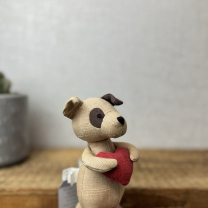 Jellycat Mini Messenger Puppy Dog - Dog Holding Heart Mini Linen Pup Retired 8"