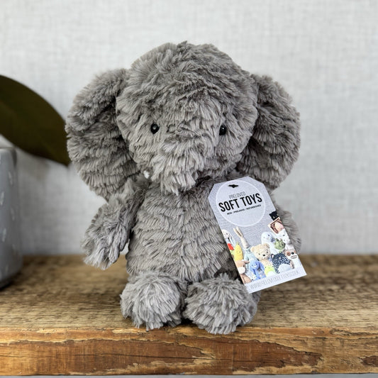 Jellycat Squishu Elepephant - Small Grey Textured Elephant Beanie Retired 10"