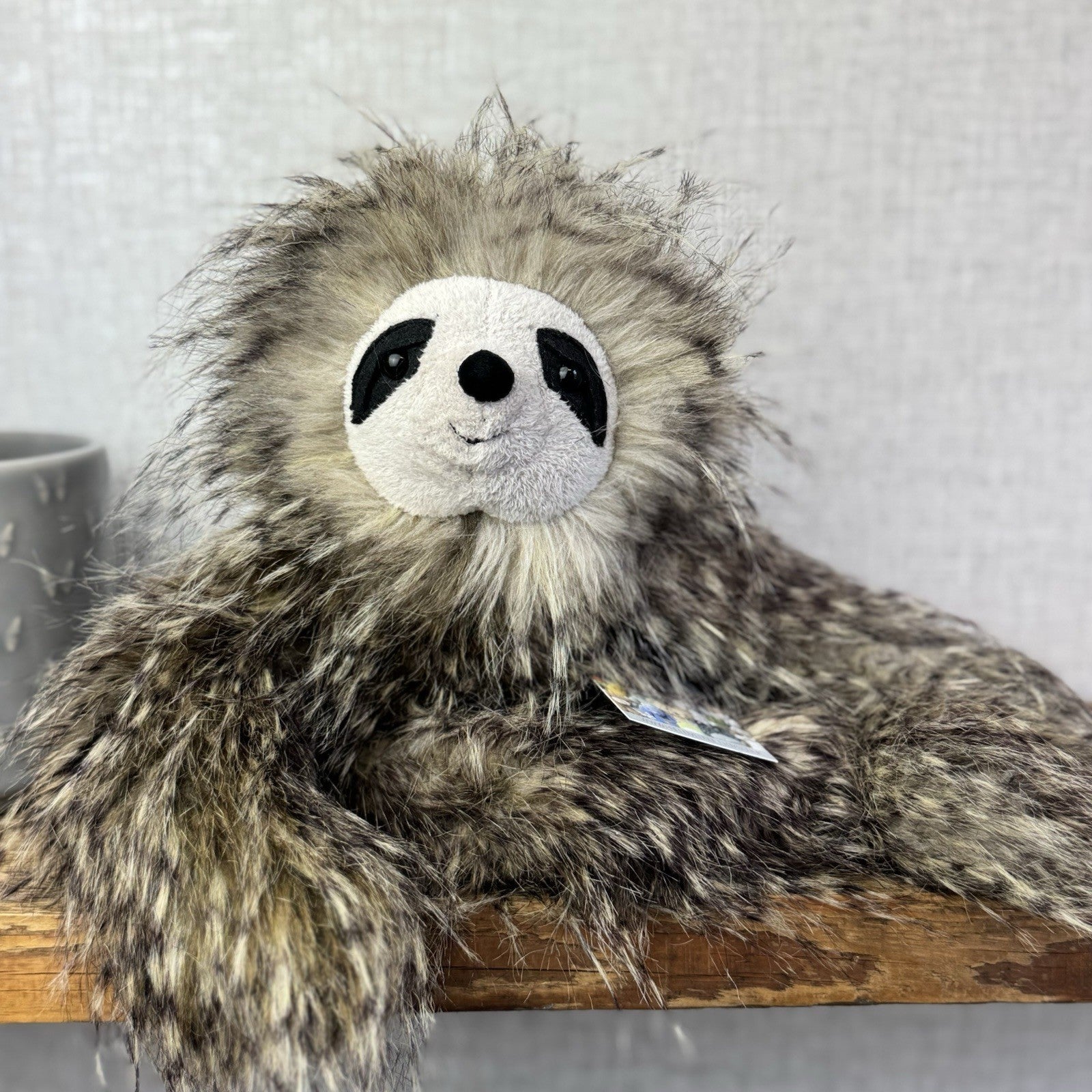 Jellycat Cyril Sloth - Fluffy Grey/brown Sloth Soft Toy Retired Rare Beanie 14”