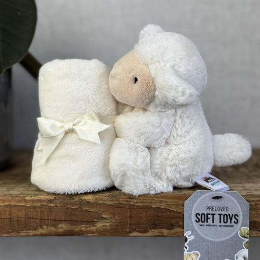 Jellycat Bashful Lamb Soother - Sheep Lamb Cream Comfort Blanket Baby Gift NWOT